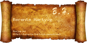 Berente Hartvig névjegykártya